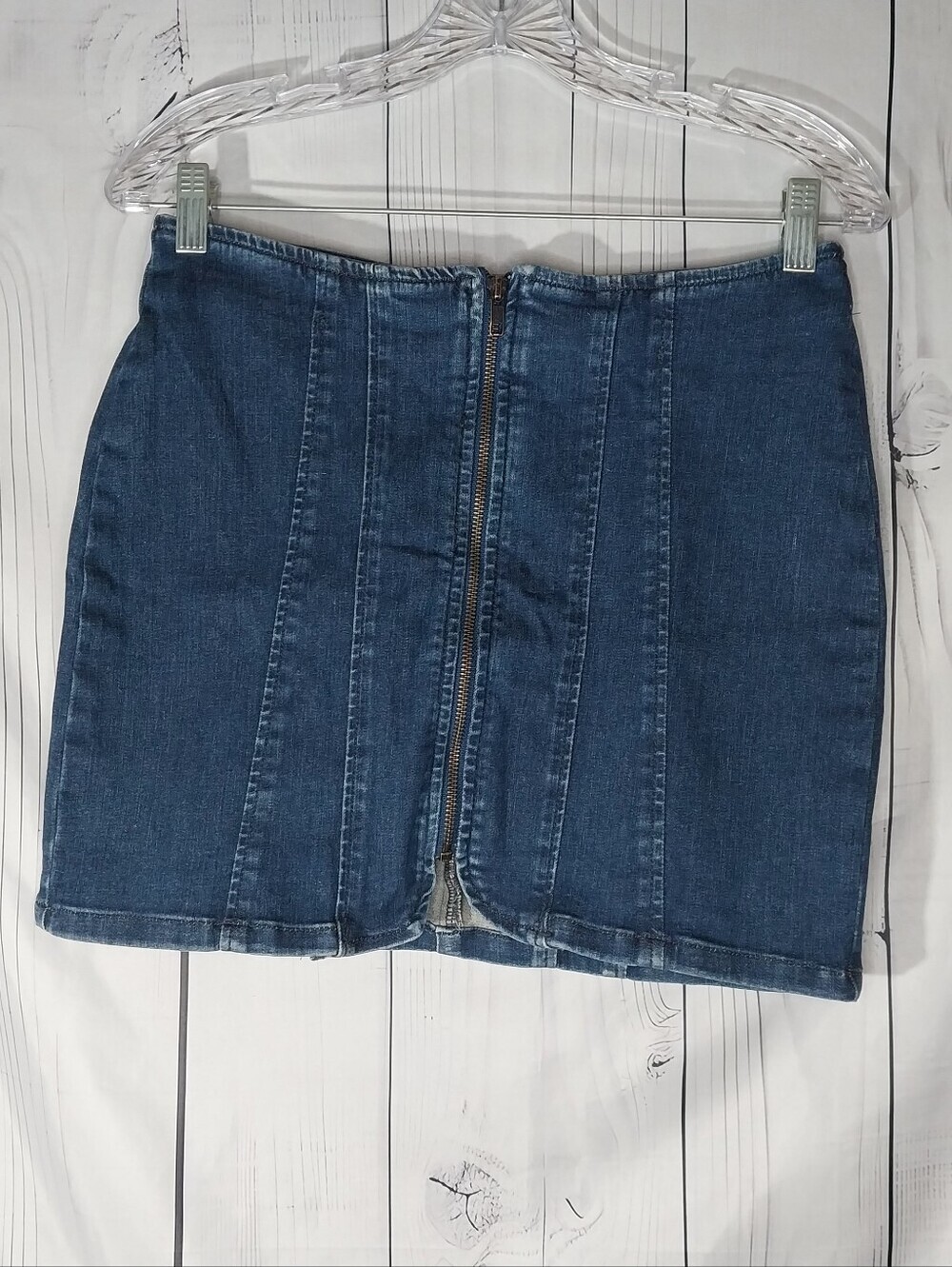 We The Free Free People Layla  Denim Retro 90's Festival Zip Mini Skirt